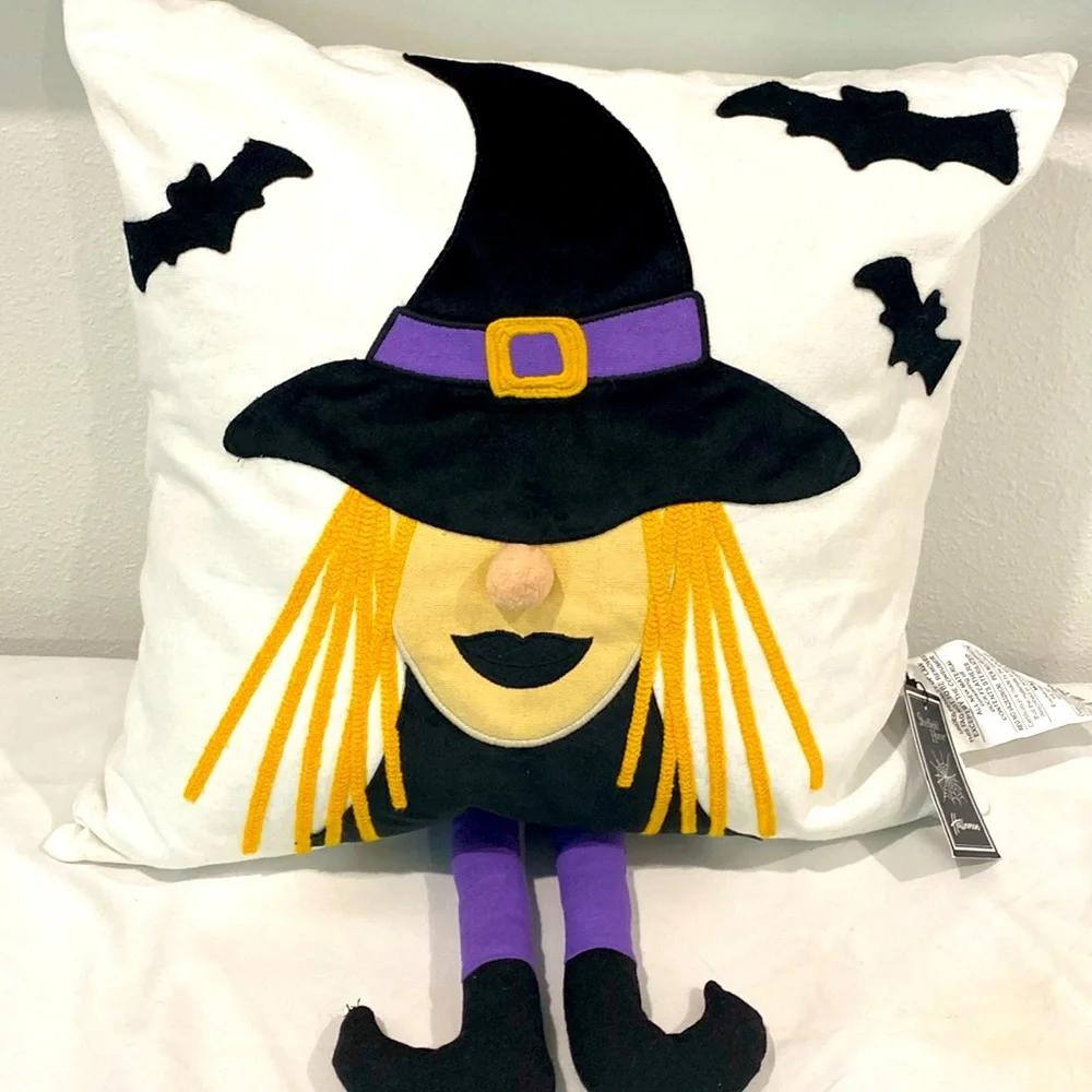 NWT Duck Down Filled Witch Throw Pillow by Sheffield Home , 20 X 20
